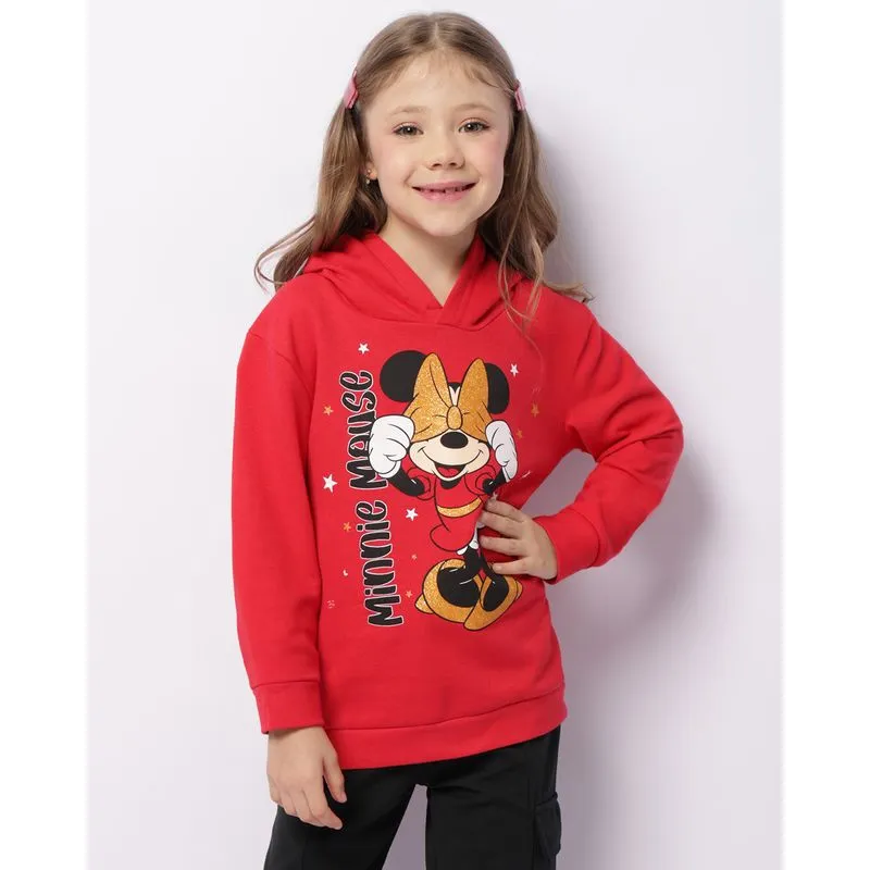 Blusão Moletom Infantil Peluciado Disney Minnie Vermelho 6