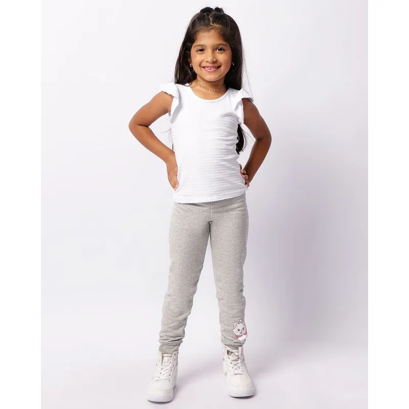 Calça Moletom Infantil Peluciada Jogger Disney Estampa Marie Cinza 12