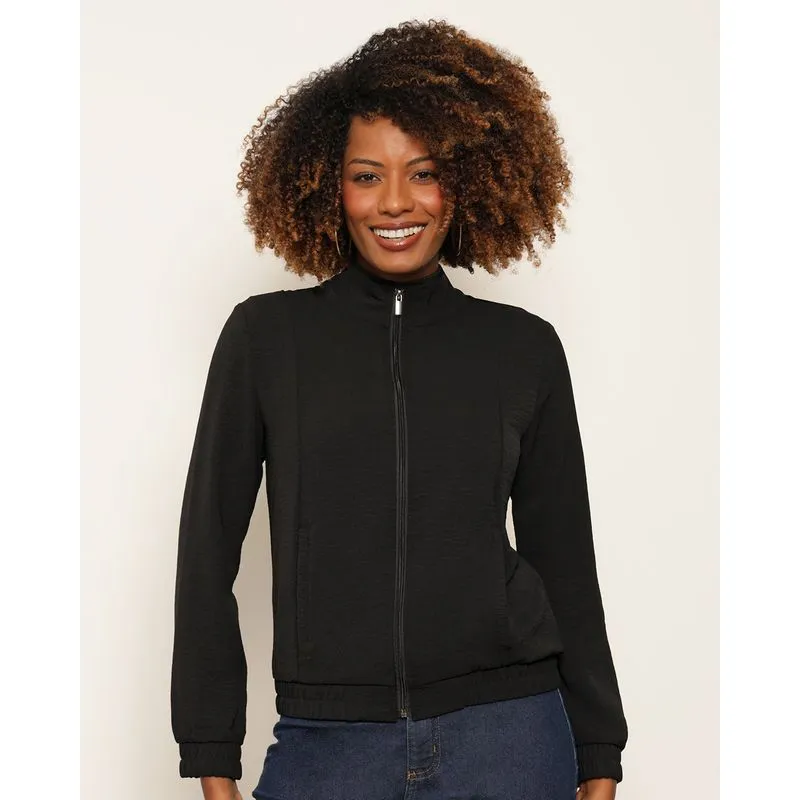 Jaqueta Feminina Berry & Co. Bomber Duna com Bolsos Preta P