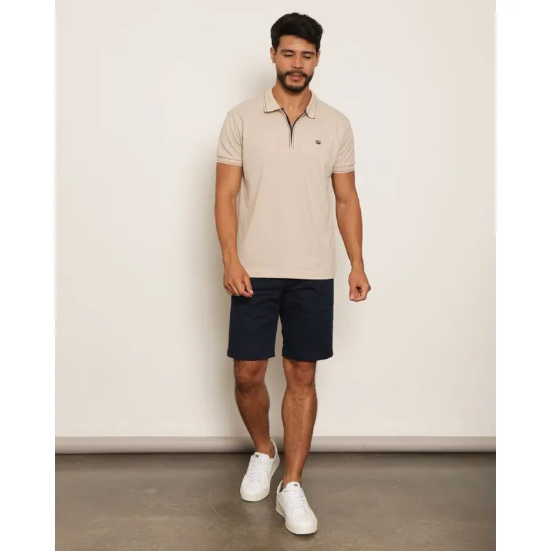 Bermuda Masculina Sarja Reta Com Bolsos Marinho 44