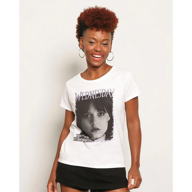 Camiseta Feminina Estampa Wandinha Branca M