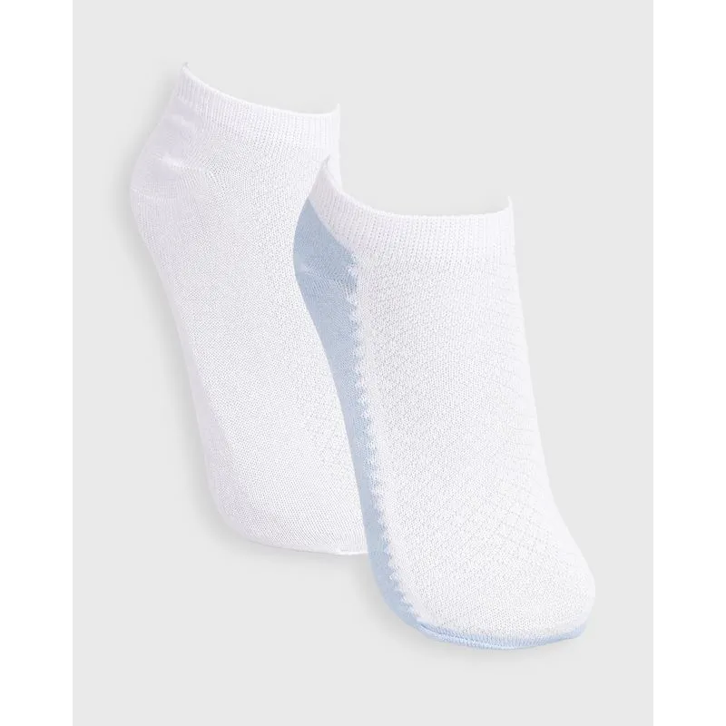 Kit 2 Pares De Meias Feminina Soquete Azul e Branca 34 A 39