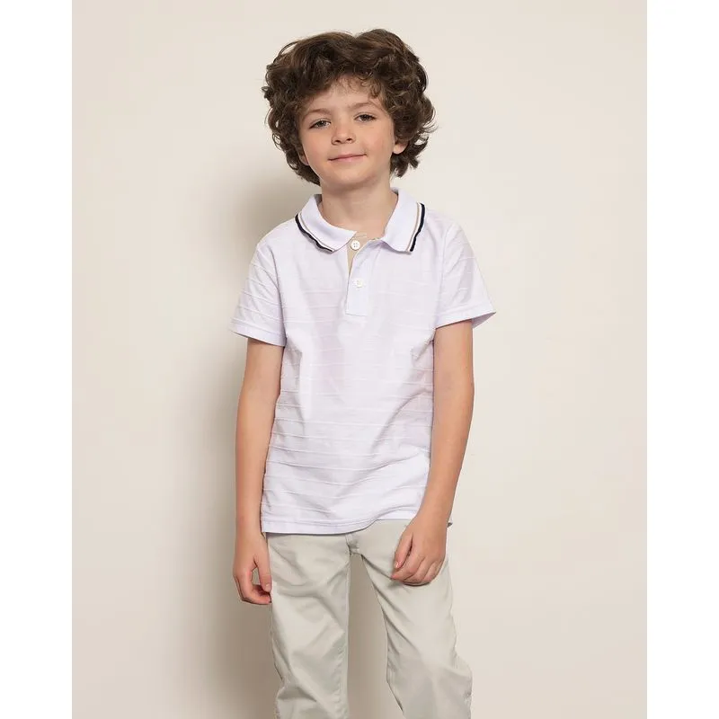 Camisa Polo Infantil Menino Texturizada Branca 8