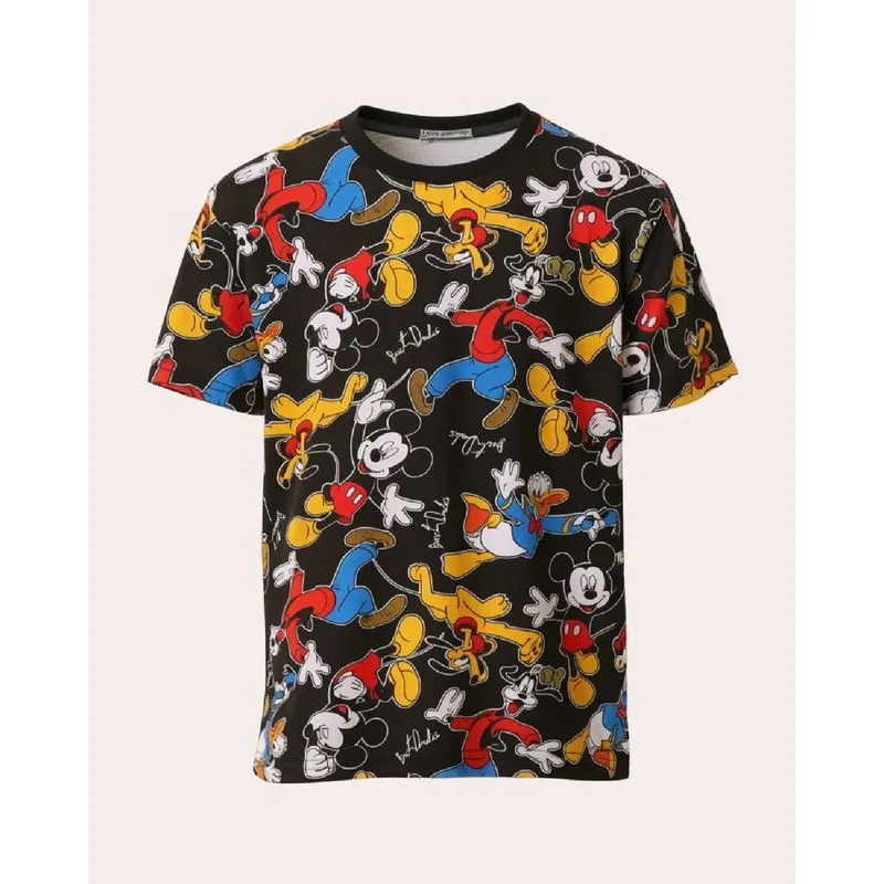 Camiseta Infantil Algodão Disney Mickey e Amigos Preta 14