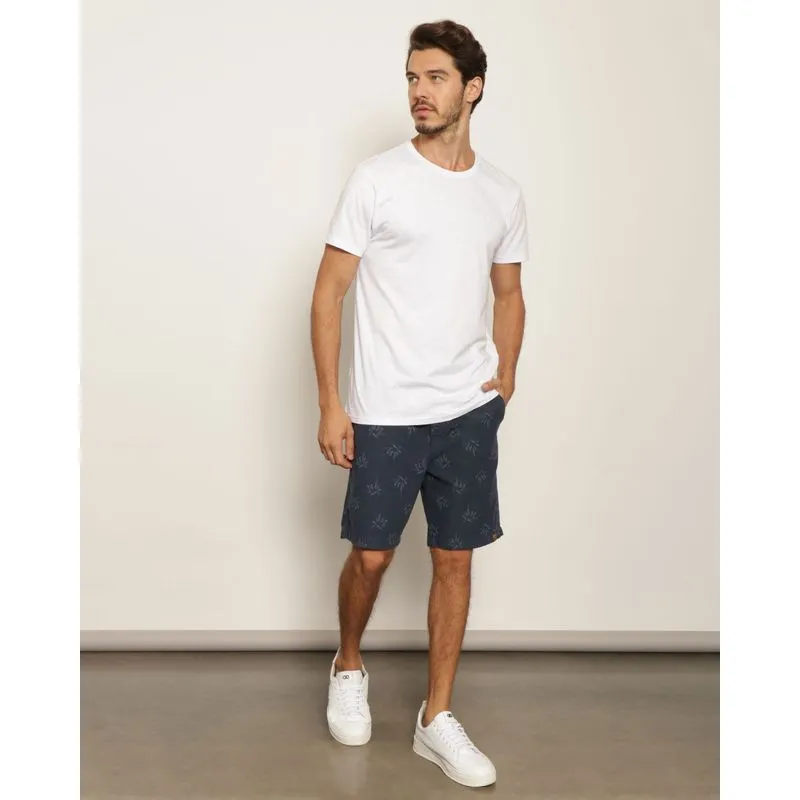 Bermuda Masculina Sarja Reta Estampado Azul Escuro M