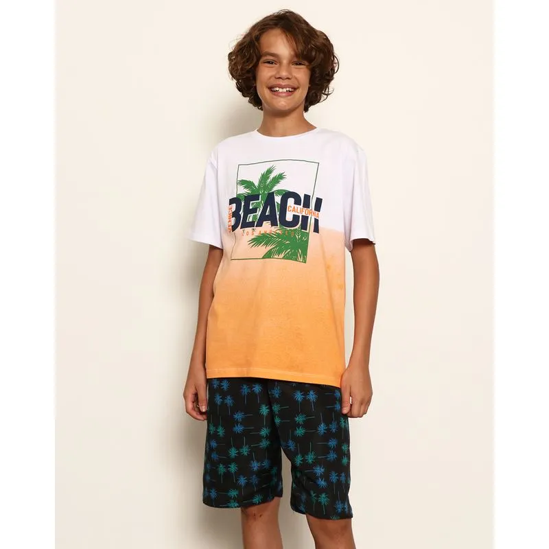 Camiseta Juvenil Estampa Califórnia Manga Curta Branca 12