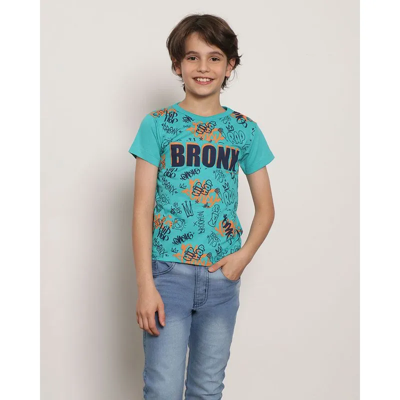 Camiseta Manga Curta Infantil Estampa Sortida Verde UN