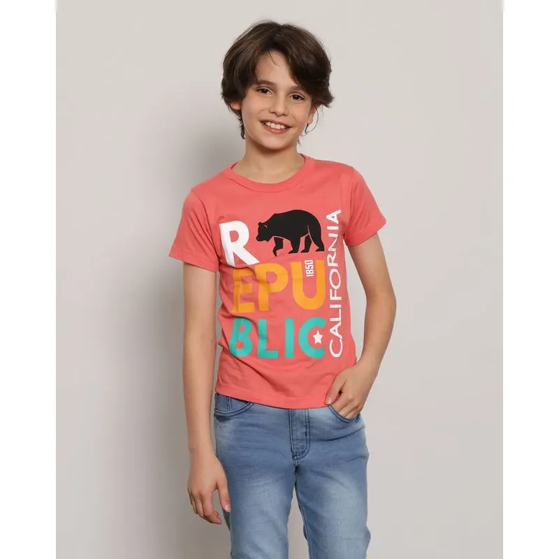Camiseta Infantil Manga Curta Estampa Sortida Laranja 8