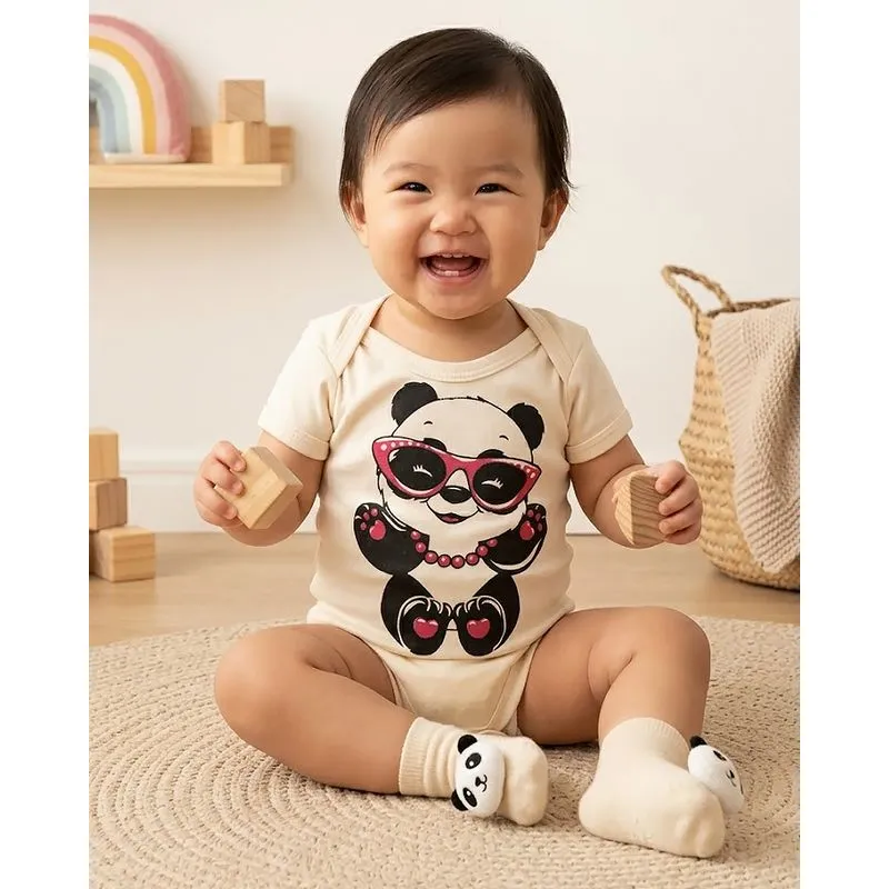 Body Bebê Manga Curta Estampa Off White G