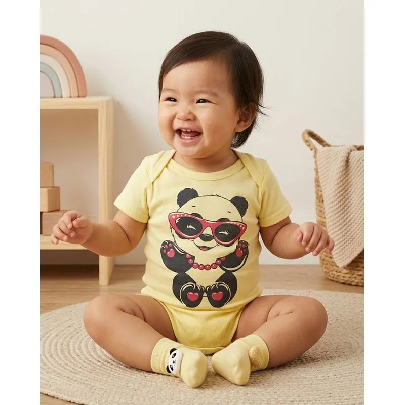 Body Bebê Manga Curta Estampa Sortida Amarelo G