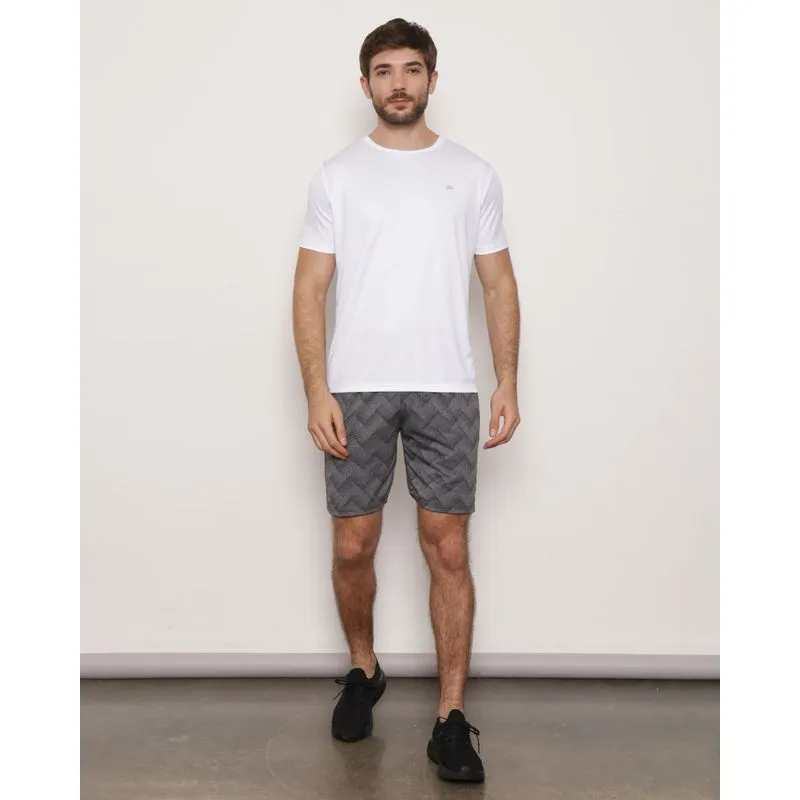 Bermuda Masculina Esportiva Dry Fit Estampada Cinza GG