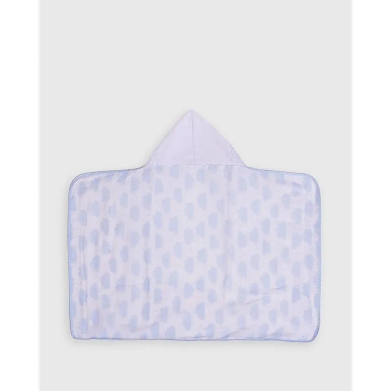 Toalha Fralda Bebê Luxo Capuz Estampada Nuvem Azul UN