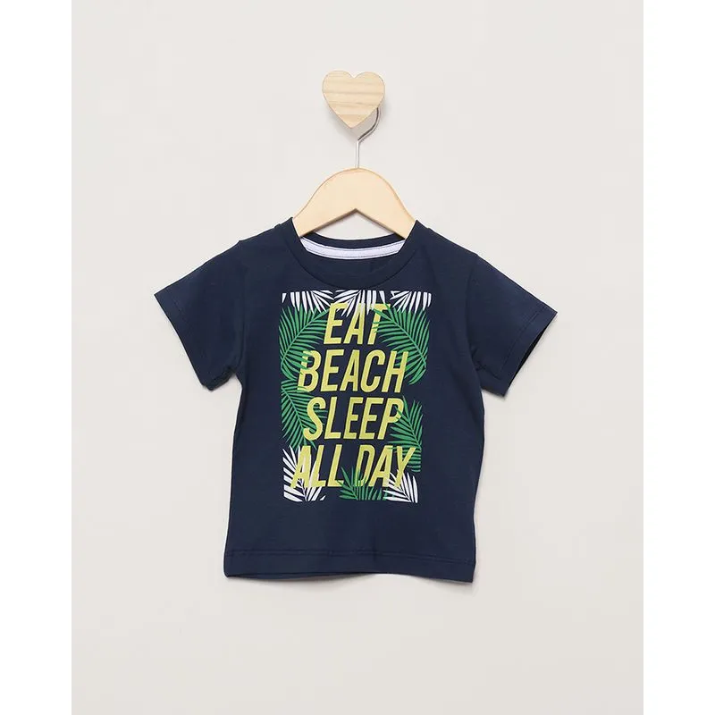 Camiseta Bebê Estampa Frontal Manga Curta Marinho 2