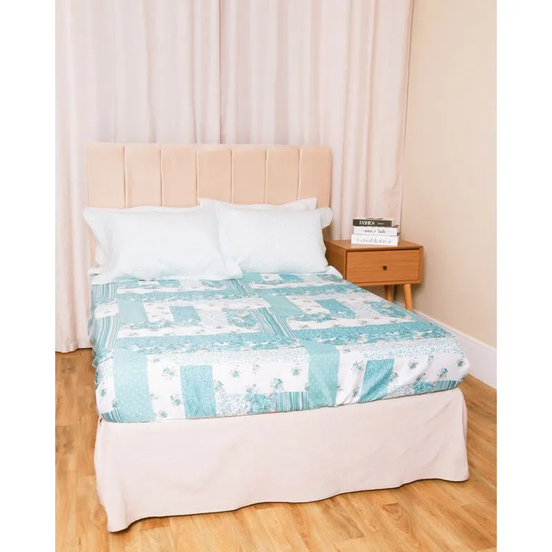 Lençol Casal Avulso Com Elástico Estampa Floral Arte e Cazza Azul UN