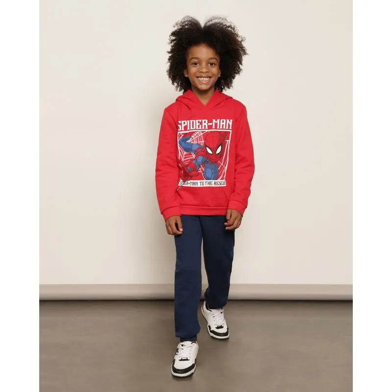Conjunto Moletom Infantil Marvel Homem Aranha Com Capuz Vermelho 6