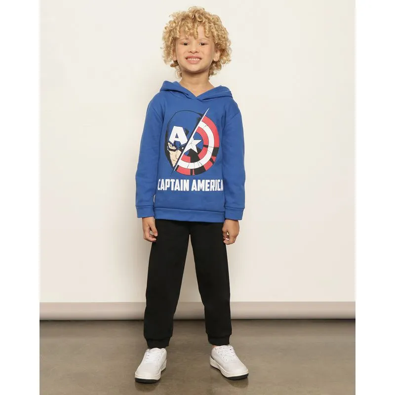 Conjunto Moletom Infantil Peluciado Marvel Estampa Capitão América Azul 6