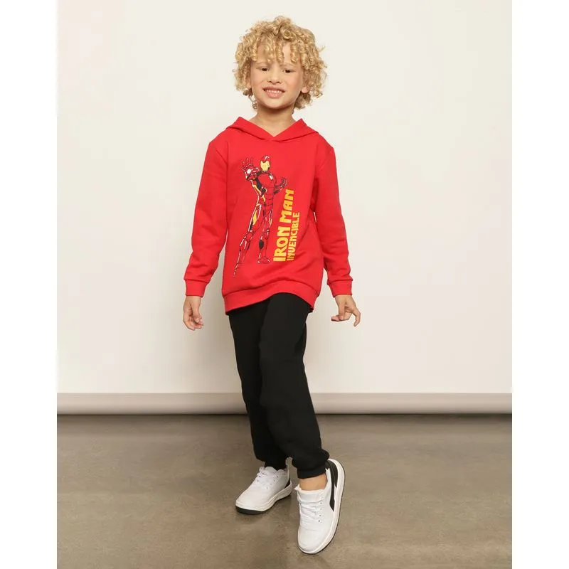 Conjunto Moletom Infantil Peluciado Marvel Estampa Homem De Ferro Vermelho 6