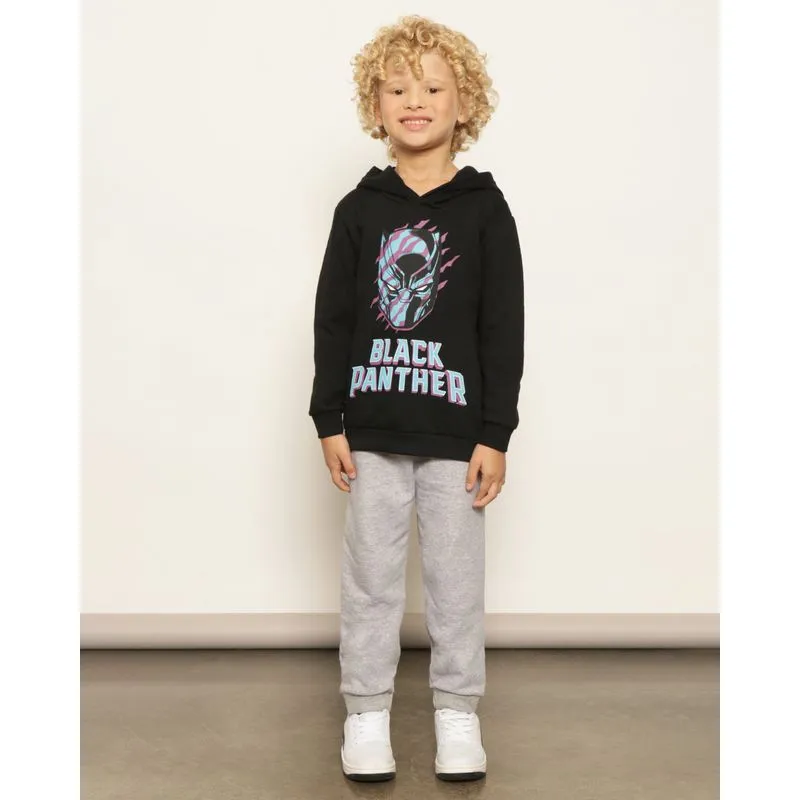 Conjunto Moletom Infantil Peluciado Marvel Estampa Pantera Negra Preto 10