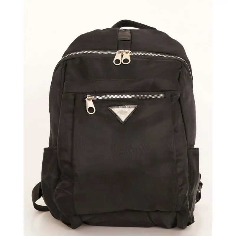 Mochila Casual Com Aplicação E Bolsos Preta UN
