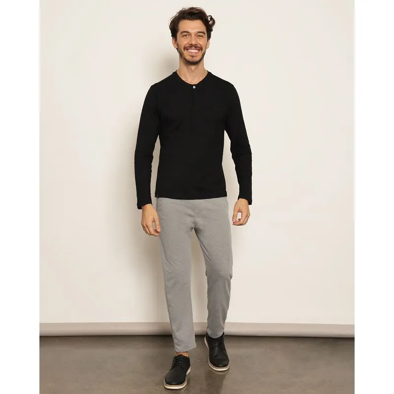 Calça Moletom Masculina Gangster Reta Com Bolsos Cinza GG