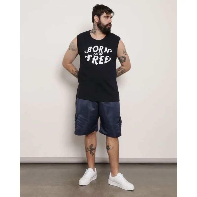 Bermuda Plus Size Masculina Bolso Cargo Marinho G1