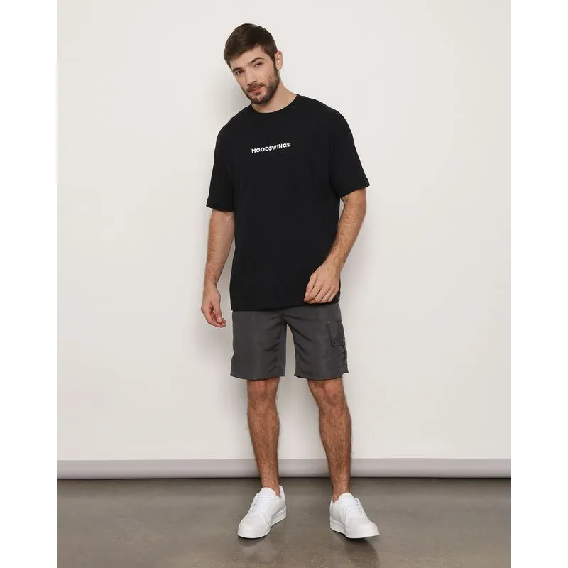 Bermuda Masculina Reta Bolso Cargo Com Cordão Cinza M