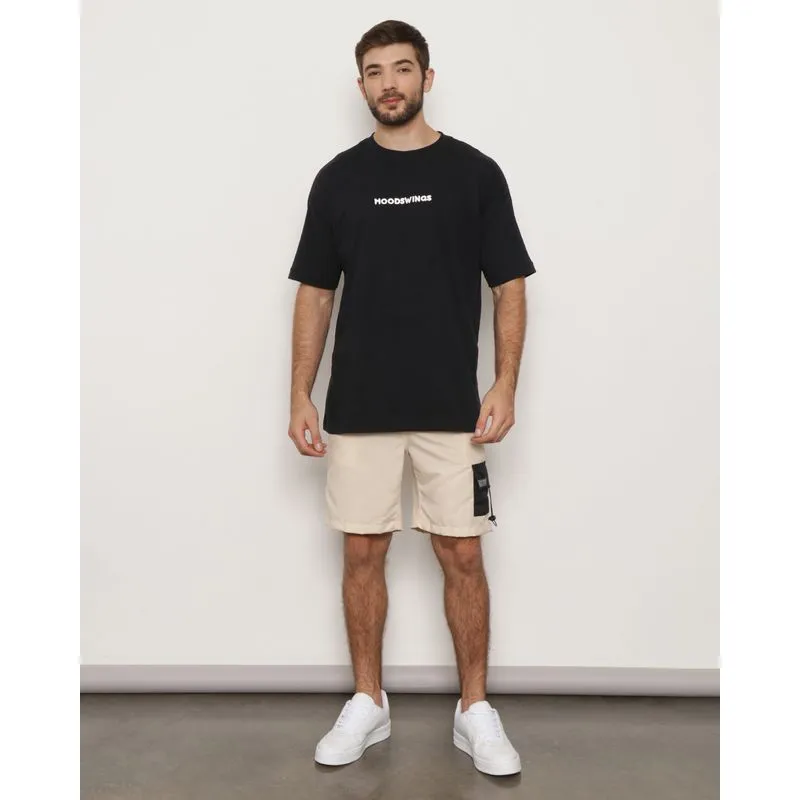 Bermuda Masculina Reta Bolso Cargo Com Cordão Bege GG