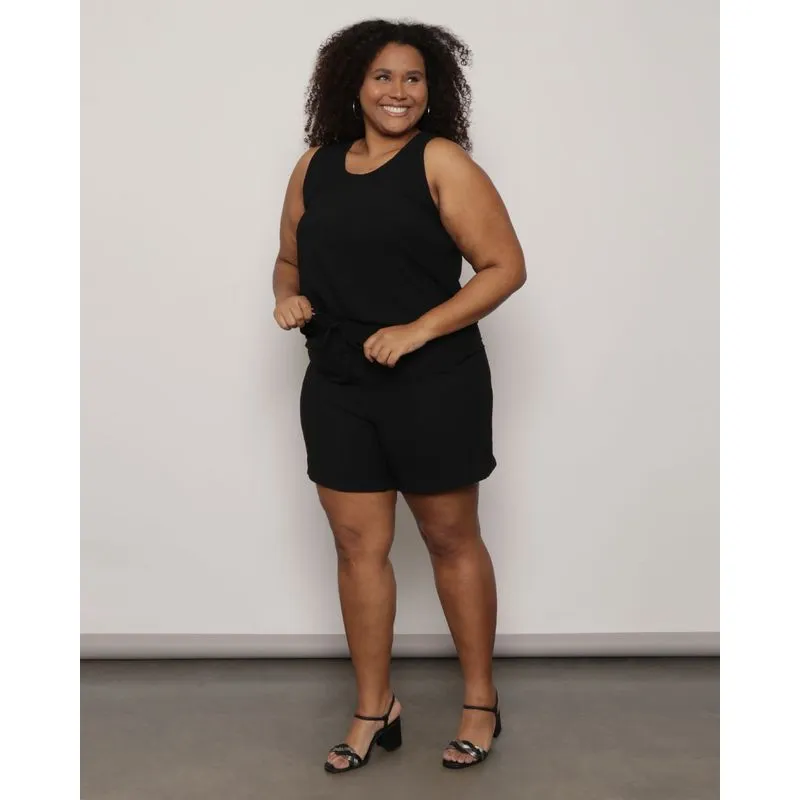 Short Plus Size Feminino Curto Texturizado Preto G3
