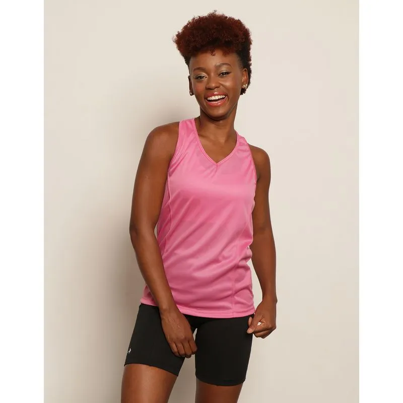 Regata Feminina Fitness Com Recortes Rosa P