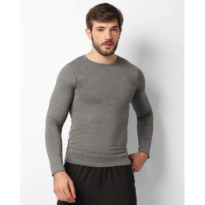 Camiseta Masculina Fitter Esportiva Térmica Peluciada Manga Longa Cinza P