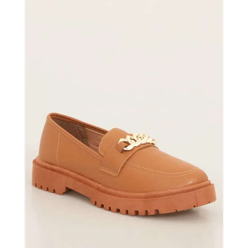 Sapato Feminino Mocassim Loafer Tratorado Marrom 35