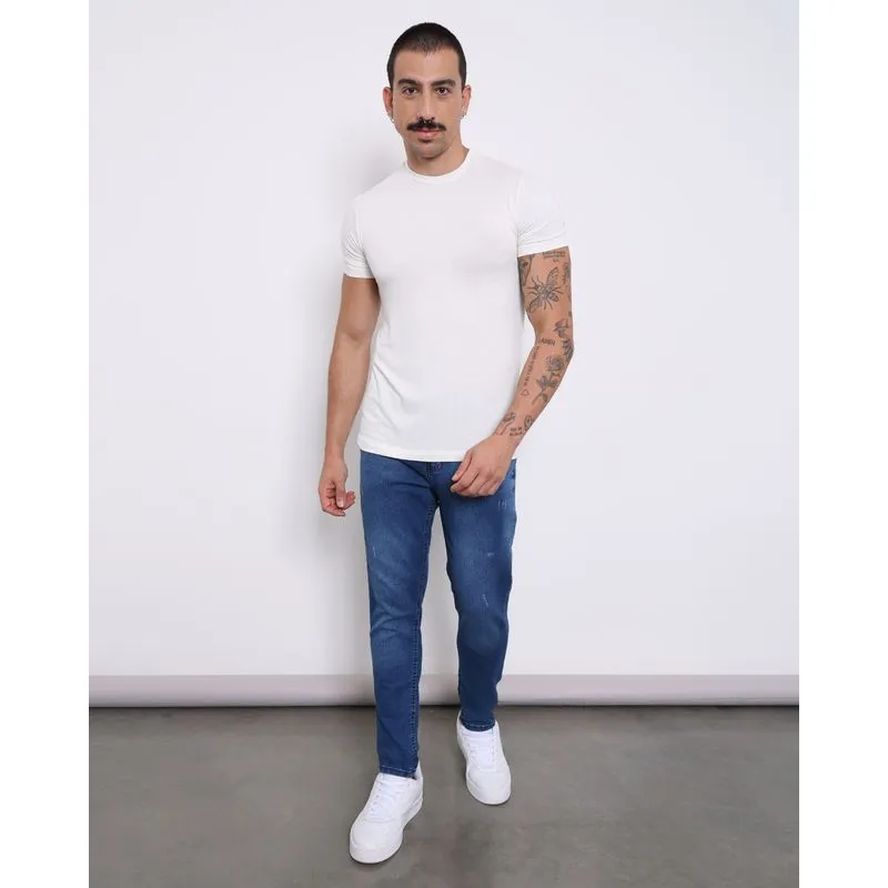 Calça Jeans Masculina Skinny Com Bolsos Azul 40