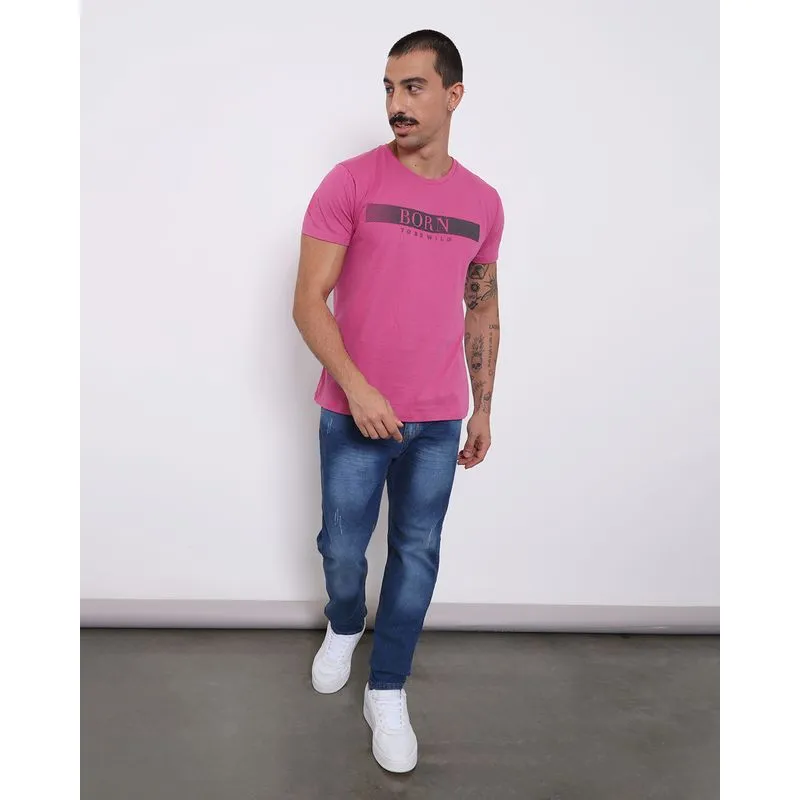 Calça Jeans Masculina Skinny Com Puídos Azul 48