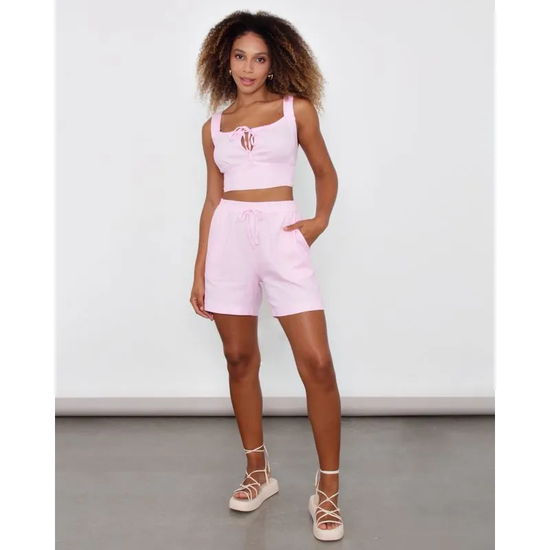 Short Feminino Curto Linho Berry & Co. Rosa G