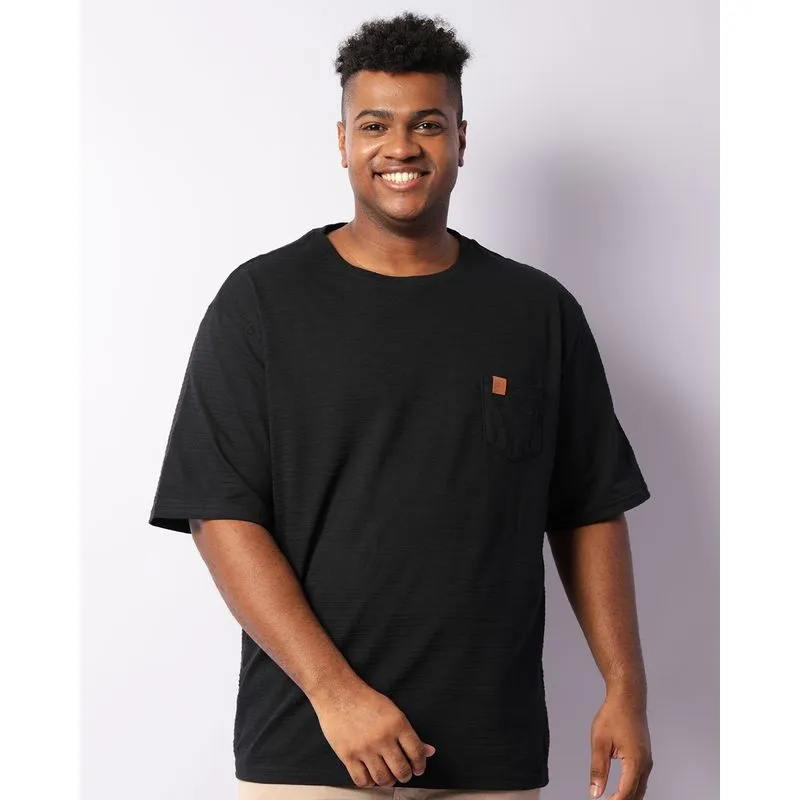 Camiseta Plus Size Masculina Texturizada Com Bolso Preta G2