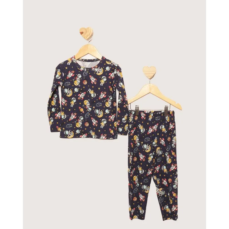 Pijama Bebê Estampado Manga Longa Marinho 2