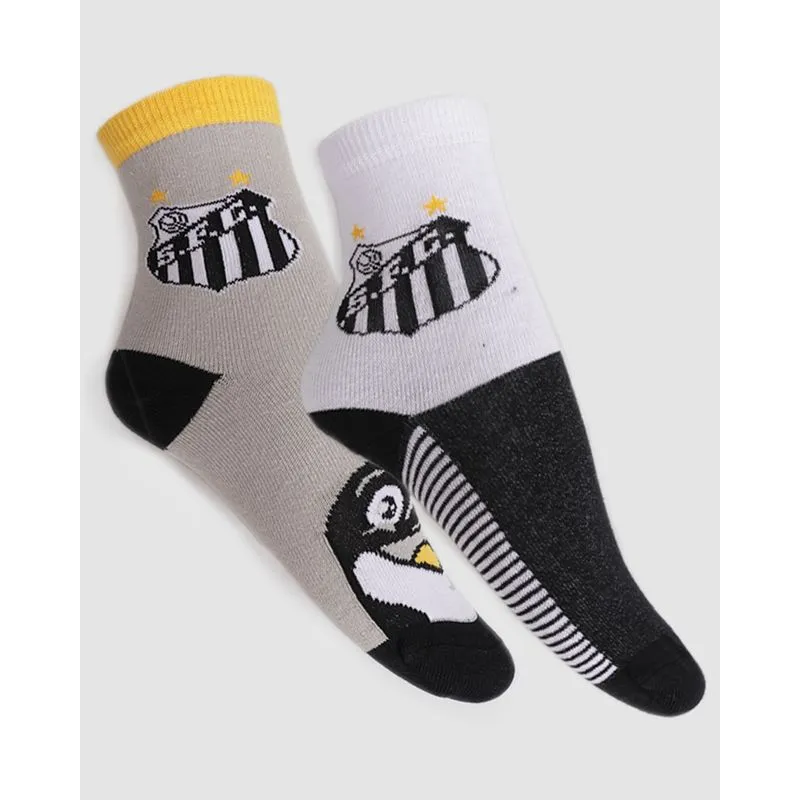 Kit Meia Infantil 2 Pares Santos Estampa e Cores Sortidas 29 AO 33