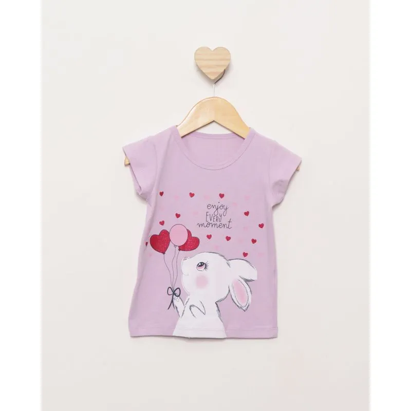 Blusa Bebê Estampa Frontal Manga Curta Lilás 2