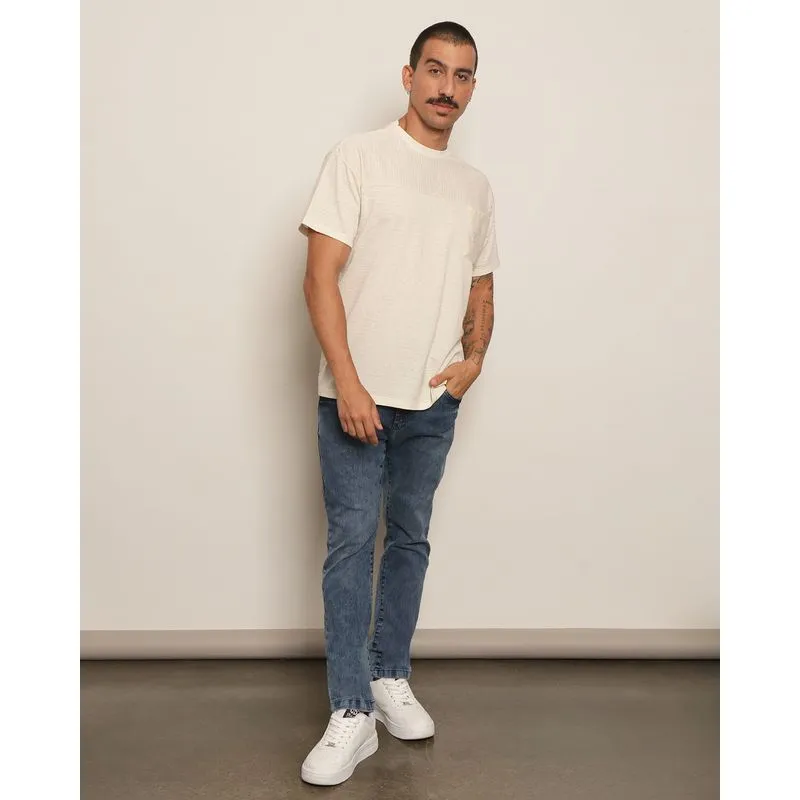 Calça Jeans Masculina Slim Marmorizada Azul 48