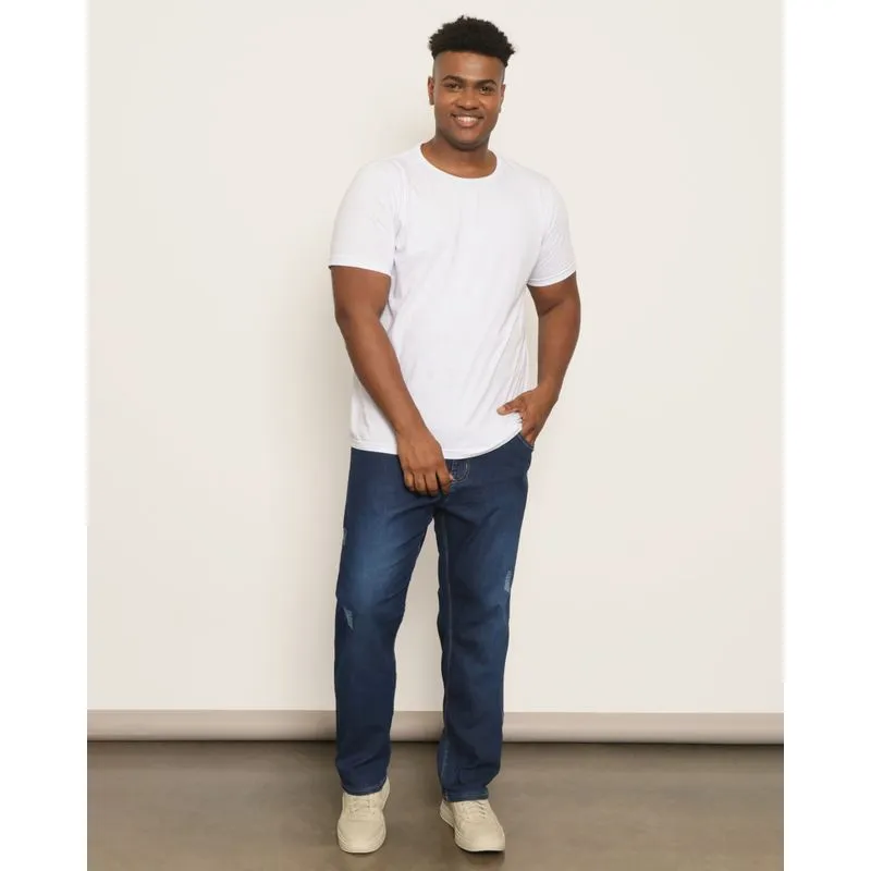 Calça Jeans Plus Size Masculina Slim Azul 52