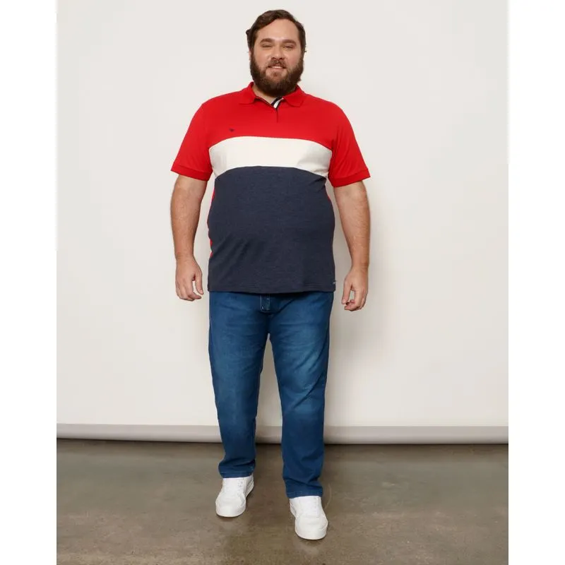 Calça Jeans Plus Size Masculina Slim Com Bolsos Azul 52