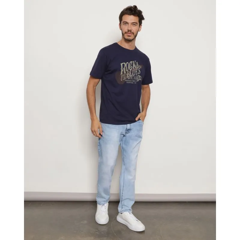 Calça Jeans Masculina Slim Estonada Azul 44