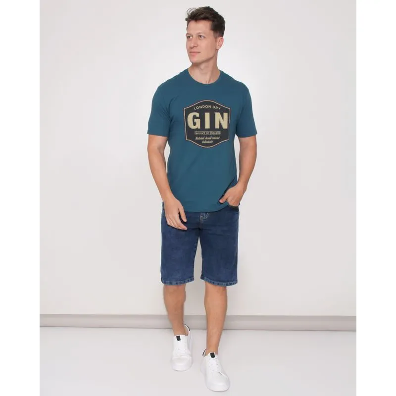 Bermuda Jeans Masculina Reta Azul 48