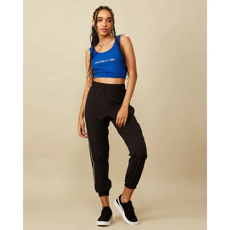 Calça Feminina Berry & Co. Jogger com Listras Laterais Preta P