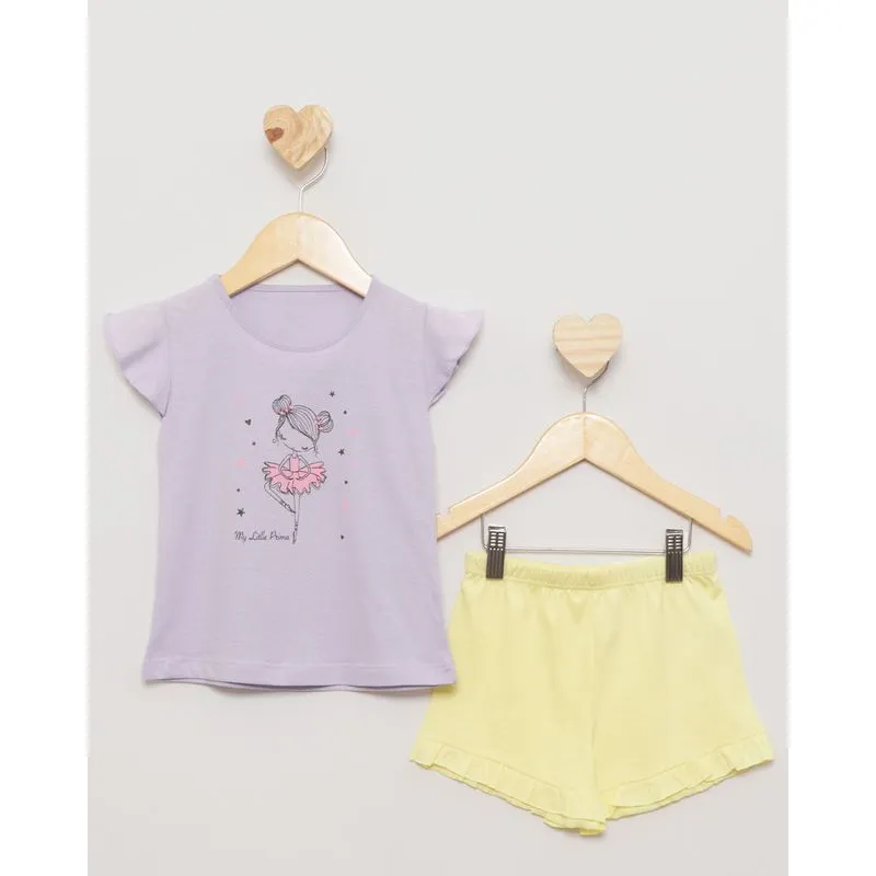 Pijama Bebê Curto Estampa Bailarina Lilás 3