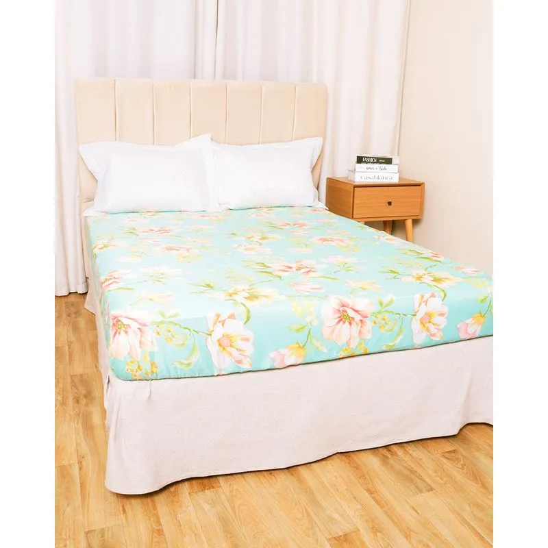 Lençol Avulso Casal Com Elastico Arte & Cazza Floral Verde UN