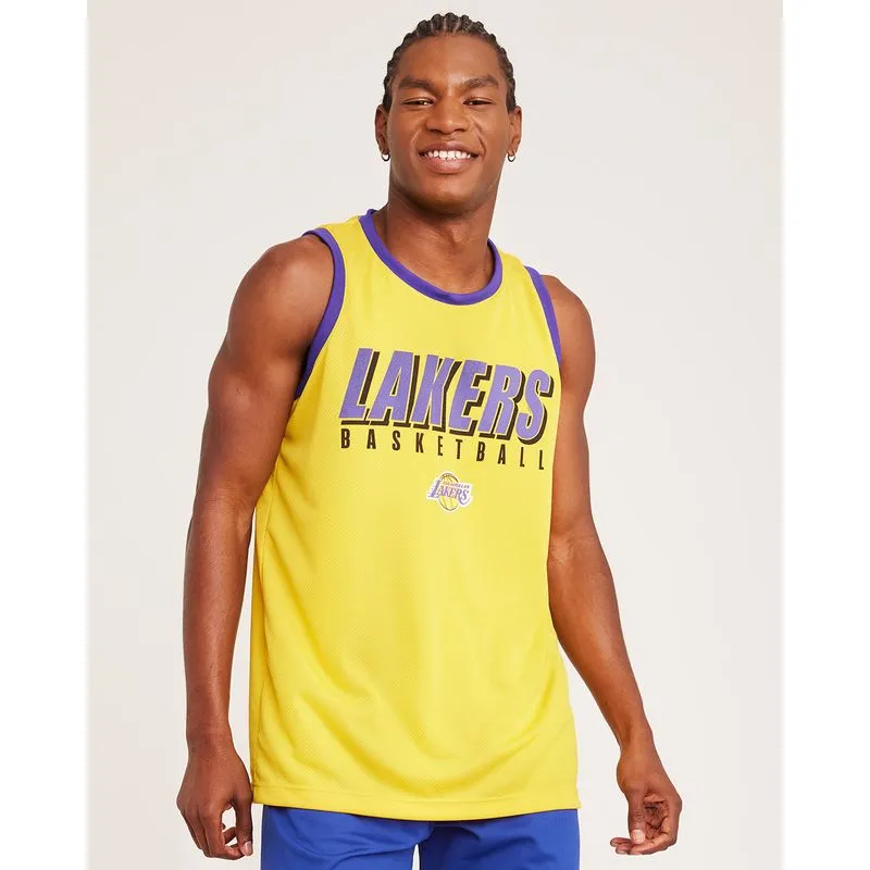Regata Masculina Esportiva Basquete Lakers NBA Oficial Amarela G