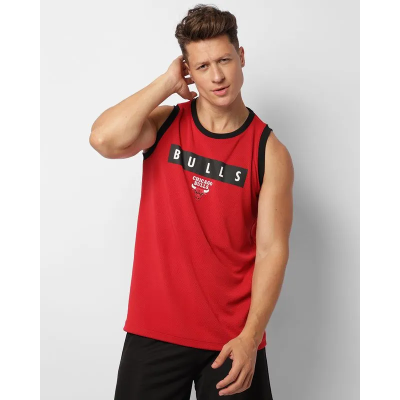 Regata Esportiva Masculina Dry Fit Basquete Bulls NBA Oficial Vermelho G