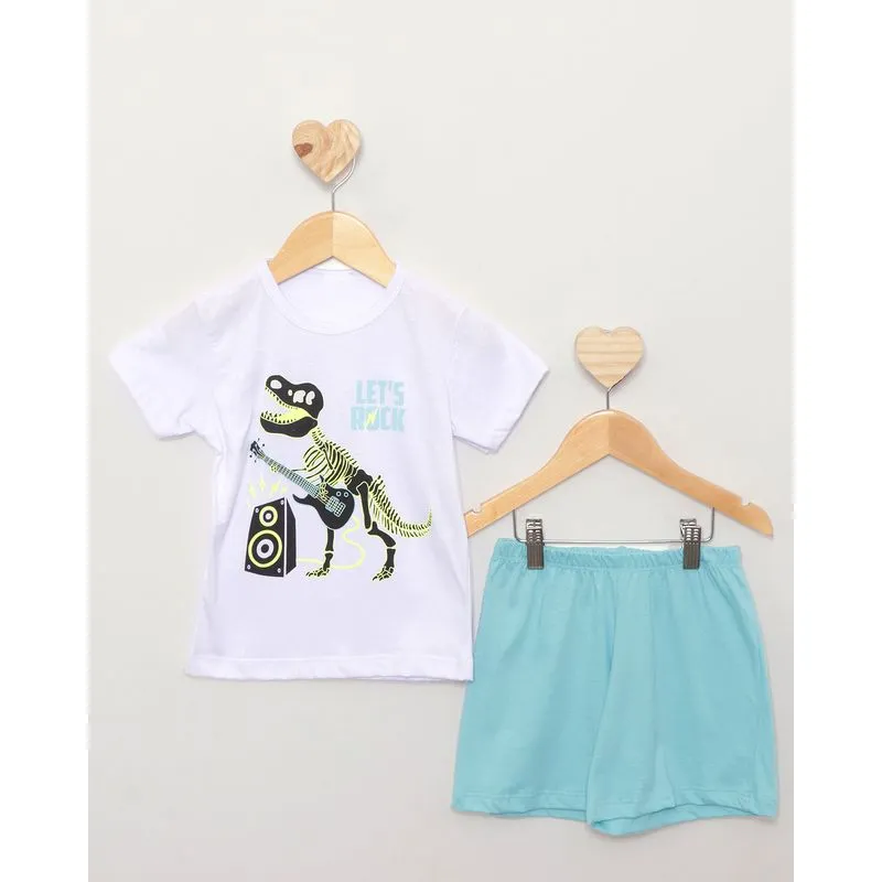 Pijama Bebê Curto Estampa Elefantinho Branco 2