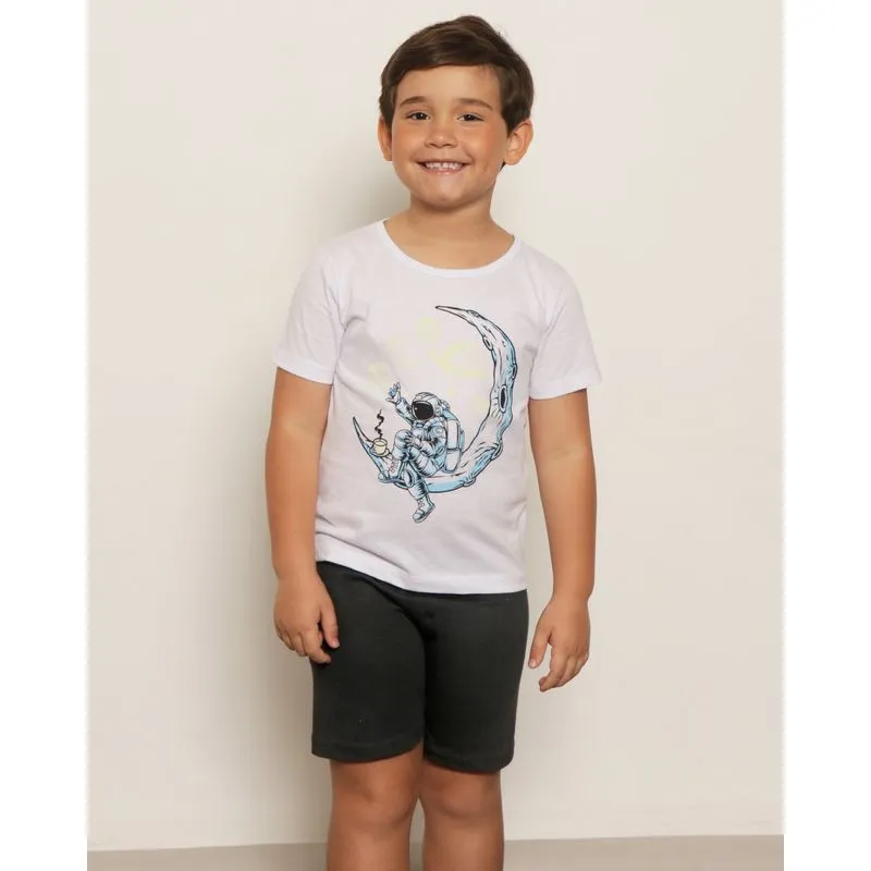 Pijama Infantil Curto Estampa Astronauta Preto 4